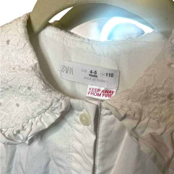 Zara Elegant White Ruffle Collar dress,size 4/5 - Picture 3 of 5